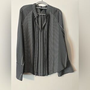 Ann Taylor Black and White Striped Button Down Shirt